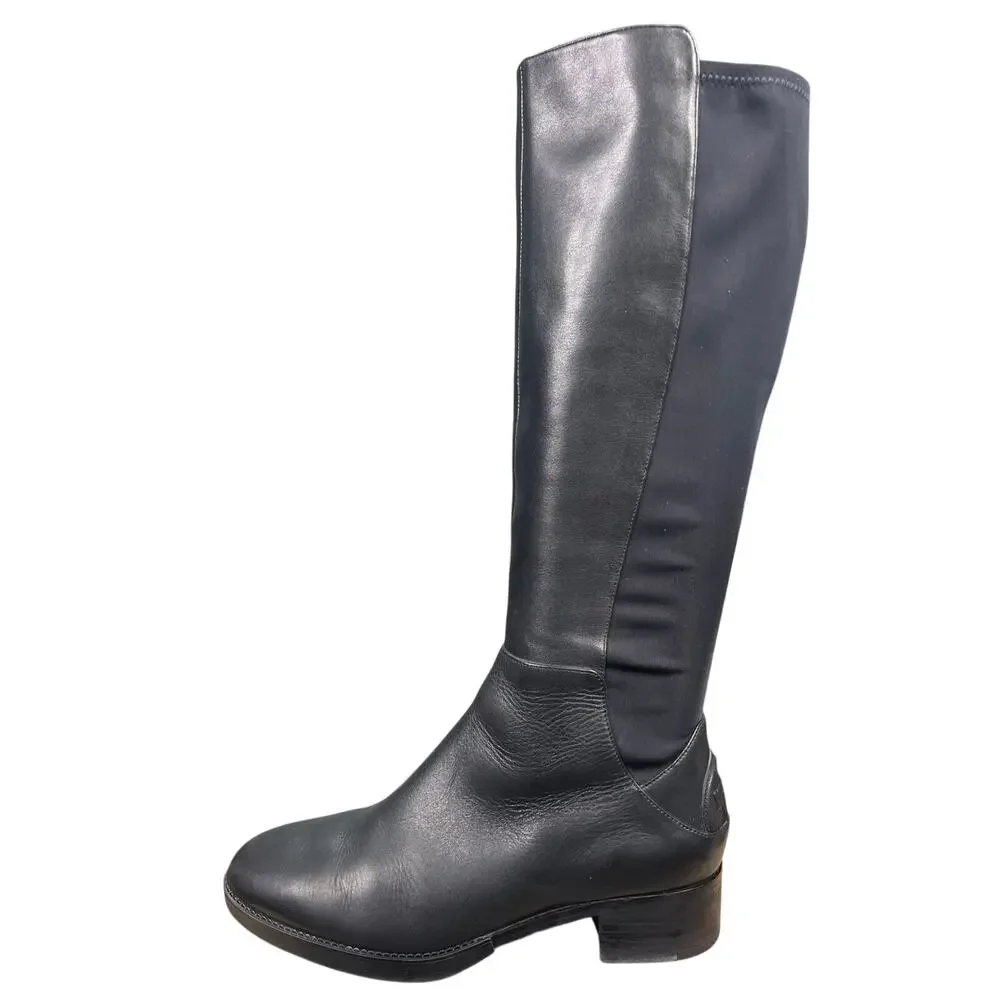 Tory Burch Women’s Caitlyn Black Leather Stretch Riding Boot Size US 9.5